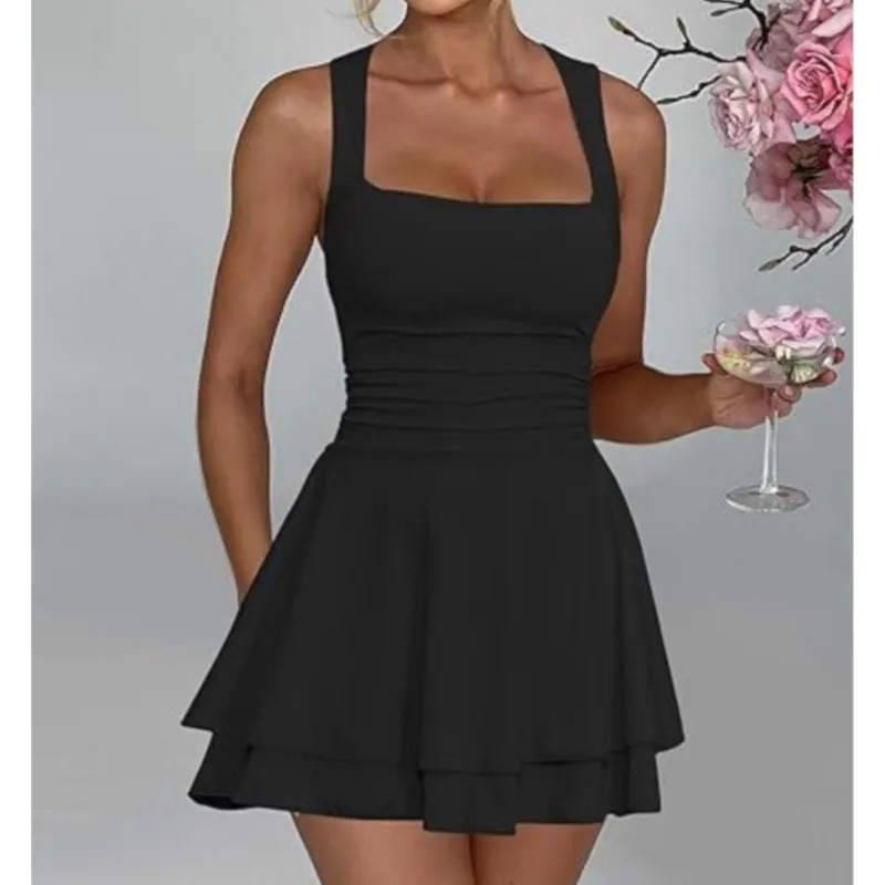 2025 Summer Mini Ball Womens Elegant Solid Strapless Zipper Sexy Bodycon Y2K Set Birthday Party Vacation 250403e