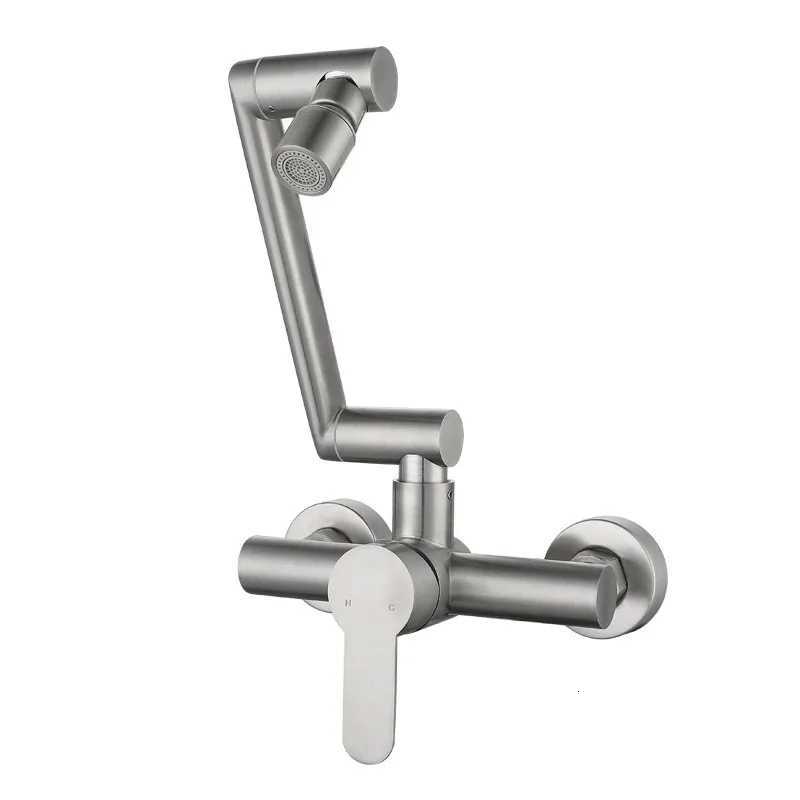 Wall Mount Faucet with Sprayer 76-84 Inch Center Cmercial Kitchen Sink Faucet Stainless Steel Mixer Tap Laundry Sprayer Y251104
