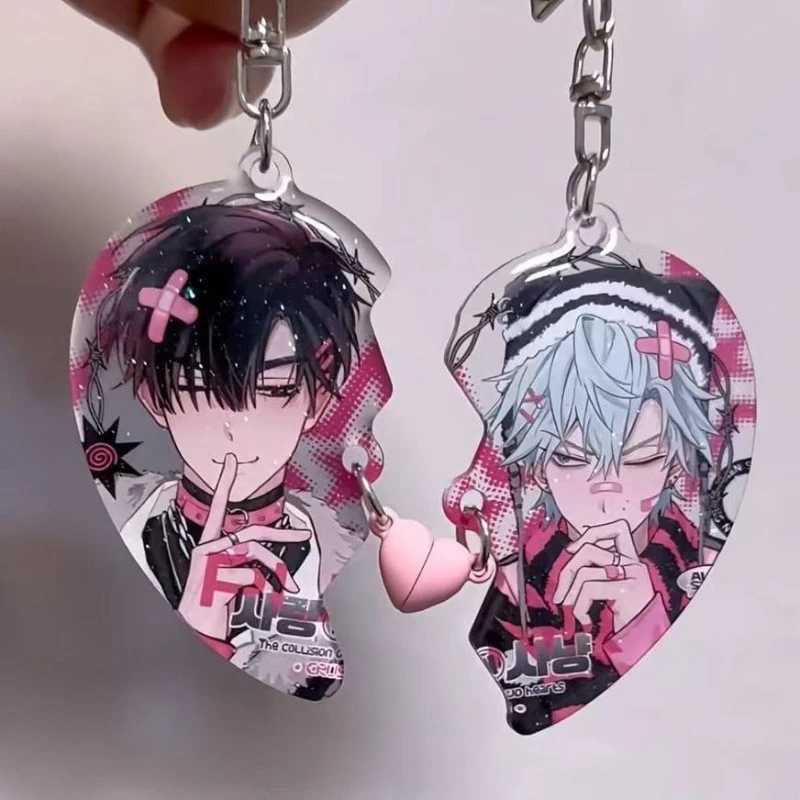 Anime ALIEN STAGE IVAN TILL Cosplay Keychain Unisex Acrylic Heart Magnet Pendant Key Chain 2Pcsset Keyring Bag Accessories GiftW251103