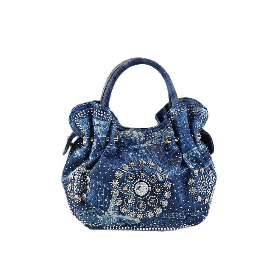 2025 New Fashion Denim Handheld Vegetable Basket Heavy Industry Versatile Wer Single Shoulder Diagonal Span Bag Trend