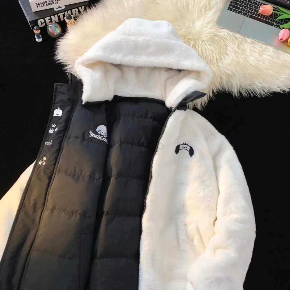 Sanrio Sanrios Hello Kitty Reversible Winter Women Down Jacket Cinnamoroll Thicken Coat Anime Kawaii Girls Warm Cotton Clothes Tops H251104