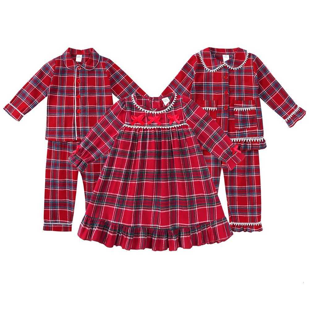 2025 Kids Pajamas Christmas Classic Costume Red Velvet Plaid Suit Family Match Toddler Girl Dress Xmas Sets Children Boy Clothes Y251104