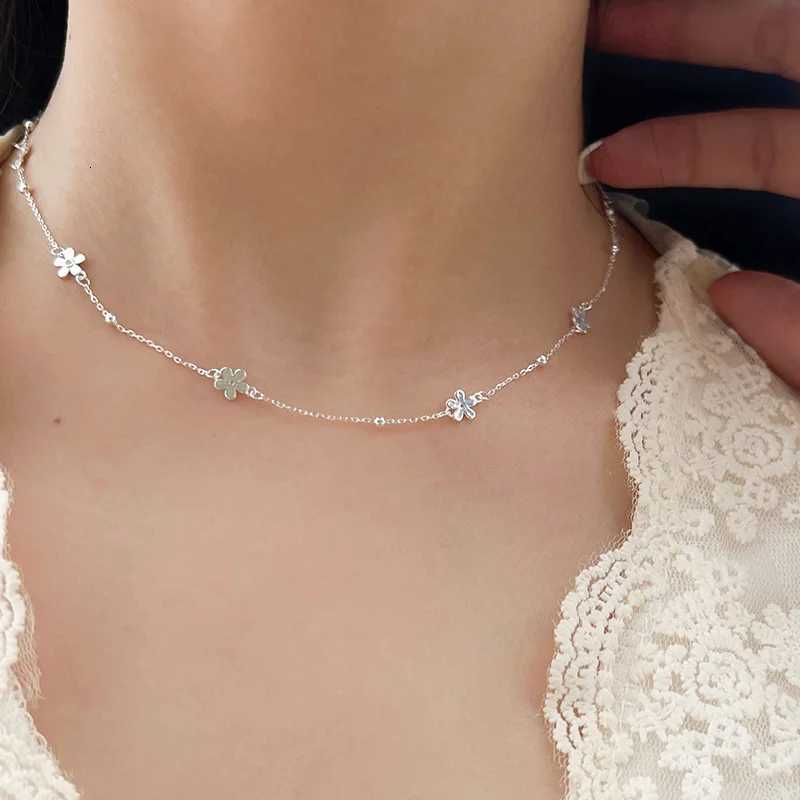 New 925 Sterling Silver Classic Multiple Flower Combinations Choker Necklace For Girl Neck Women Wedding Party Gift Fine JewelryXJ251104