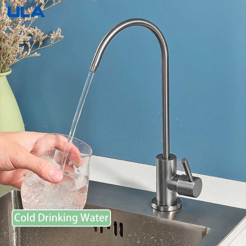 A 1/4Kitchen Filtered Faucet Stainless Steel Direct ifier Direct Drinking Tap Single Cold Water Sink Faucet Black/Bed Y251104
