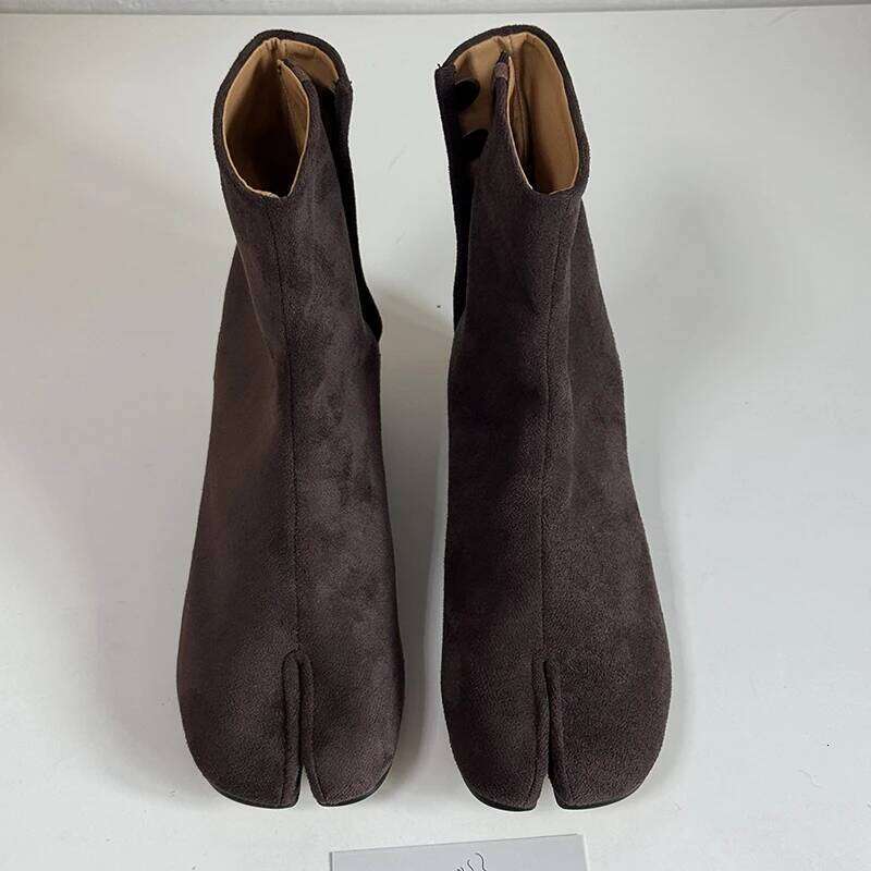 2025 Women Winter Ankle Blue Green Tabi Shoes Split-Toe Boots Genuine Leather