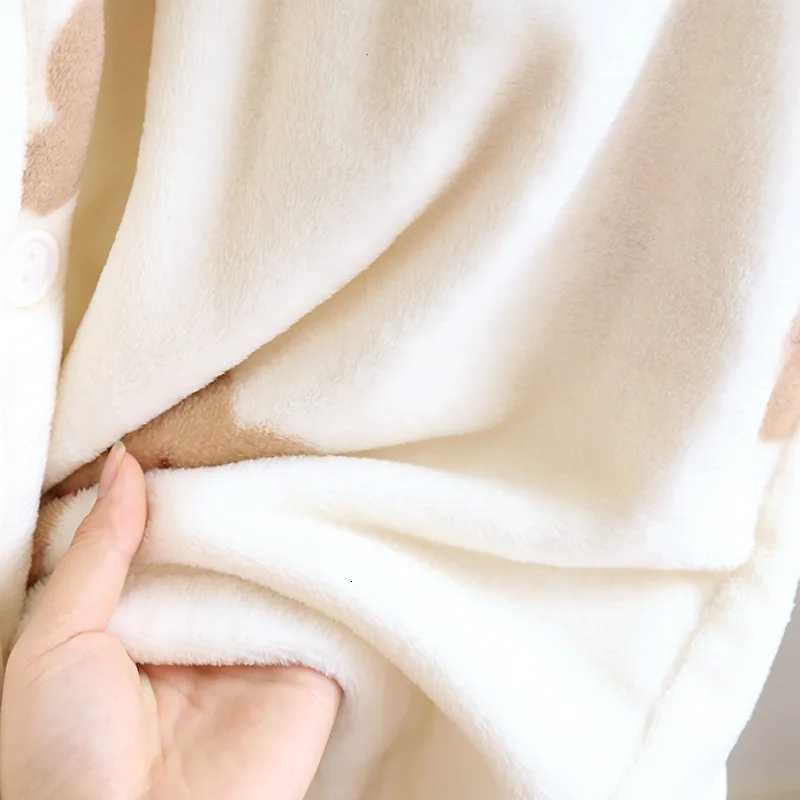 Couple Coral Fleece Hooded Nightgown Flannel Warm Cartoon Sleepwear Robe Loose Casual Home Dress Winter Thickened Loung Wear C251104