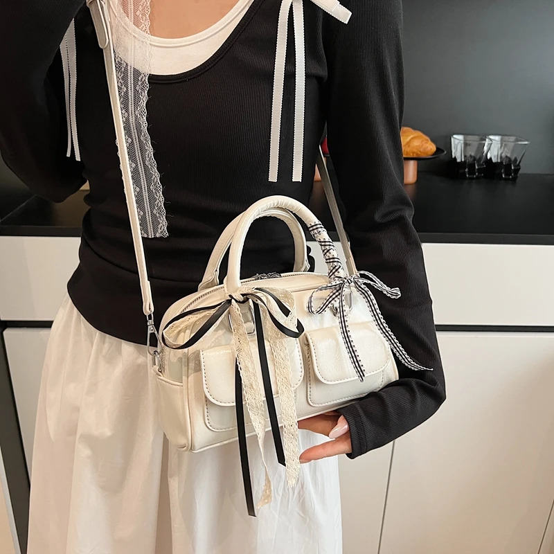 LEFTSIDE PU Leather Small Cross Body Bag Womens Shoulder Bag Y2K Short Handle Square Handbag Retro Handbag 250402