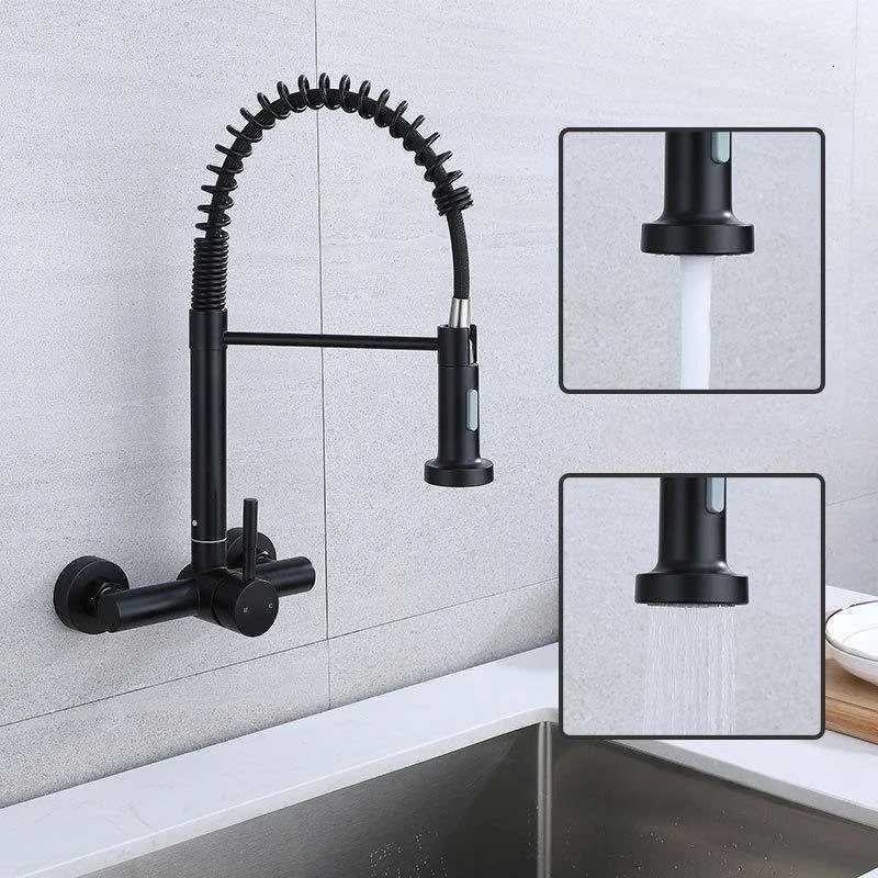 2 Mode Pl Down Stainless Steel Kitchen Faucet Wall Mounted Bathro Kitchen Sink Washbasin Cold Hot Mixer 360 Degree Tap Y251104
