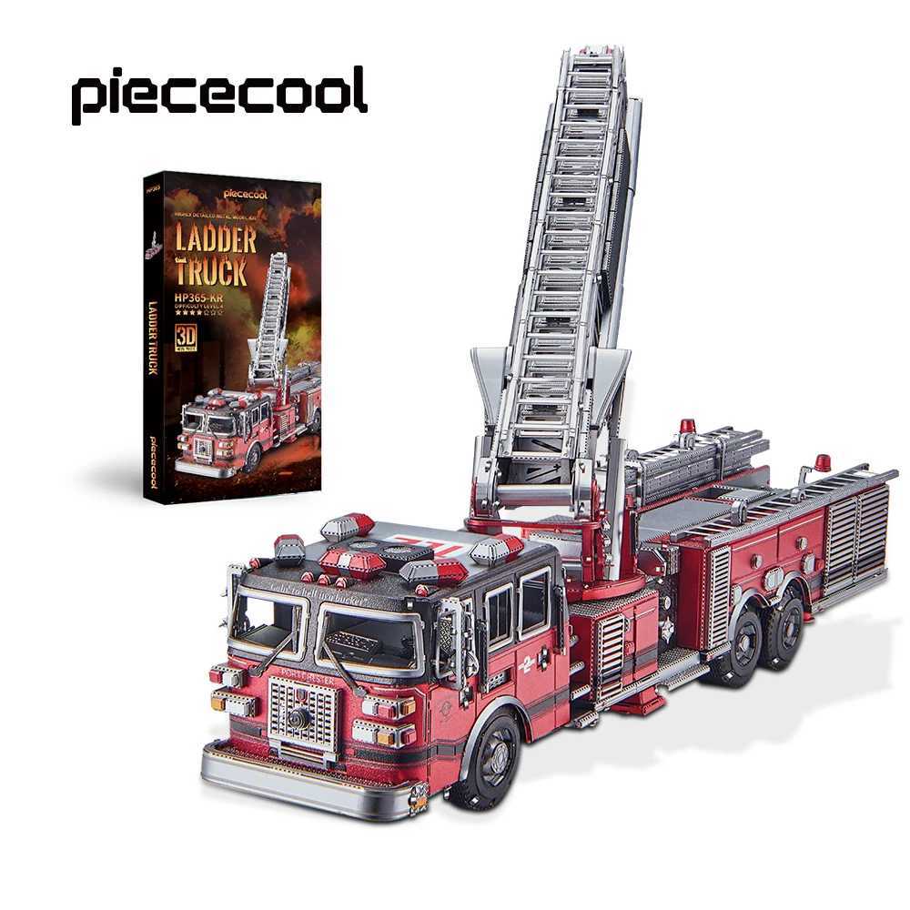 Piececool 3D Metal Puzzles Ladder Truck Assembly Model Kits Engineer Vehicle Collection Model DIY Jigsaw for Home Decor C251104