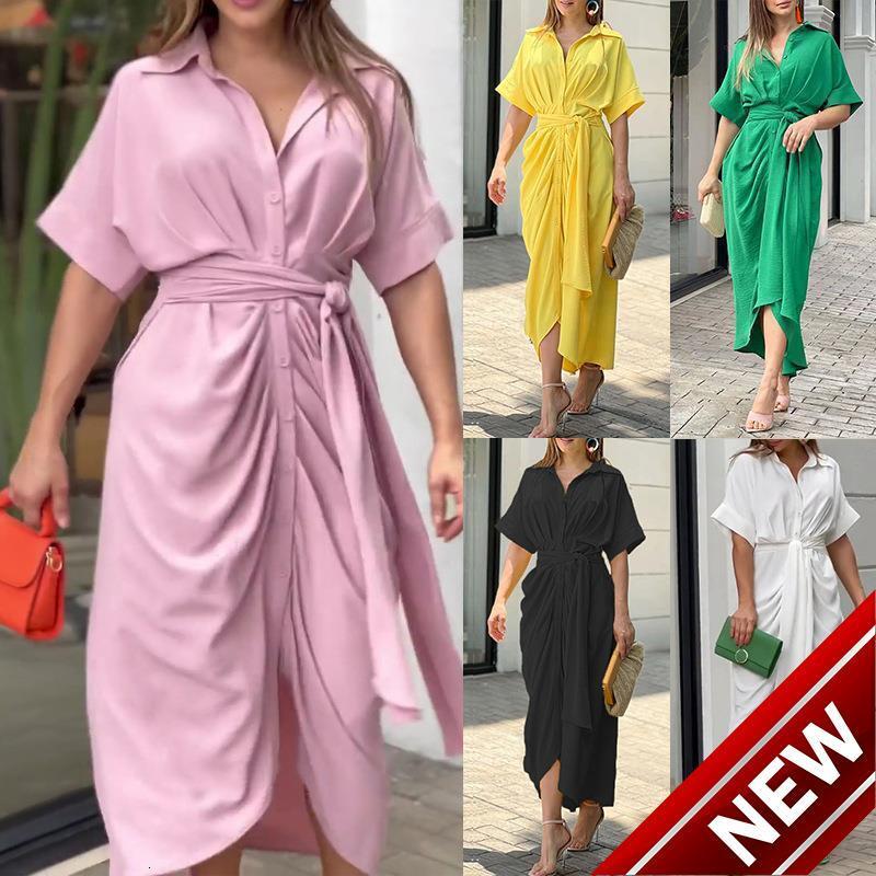 2023 Summer New Dress Commuter Fashion Forge Face Long Dress Shirt Dress Womens Dress