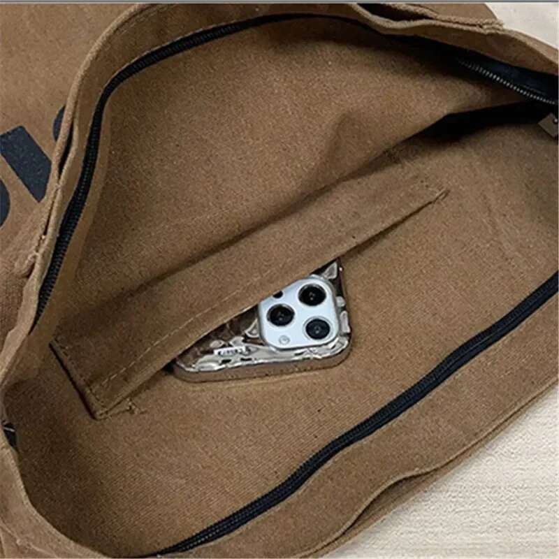 New Thickened Washed Canvas Korean Women Handbag Shoulder Bag, Large Capacity Women's Shopping Bags, Student School Bags