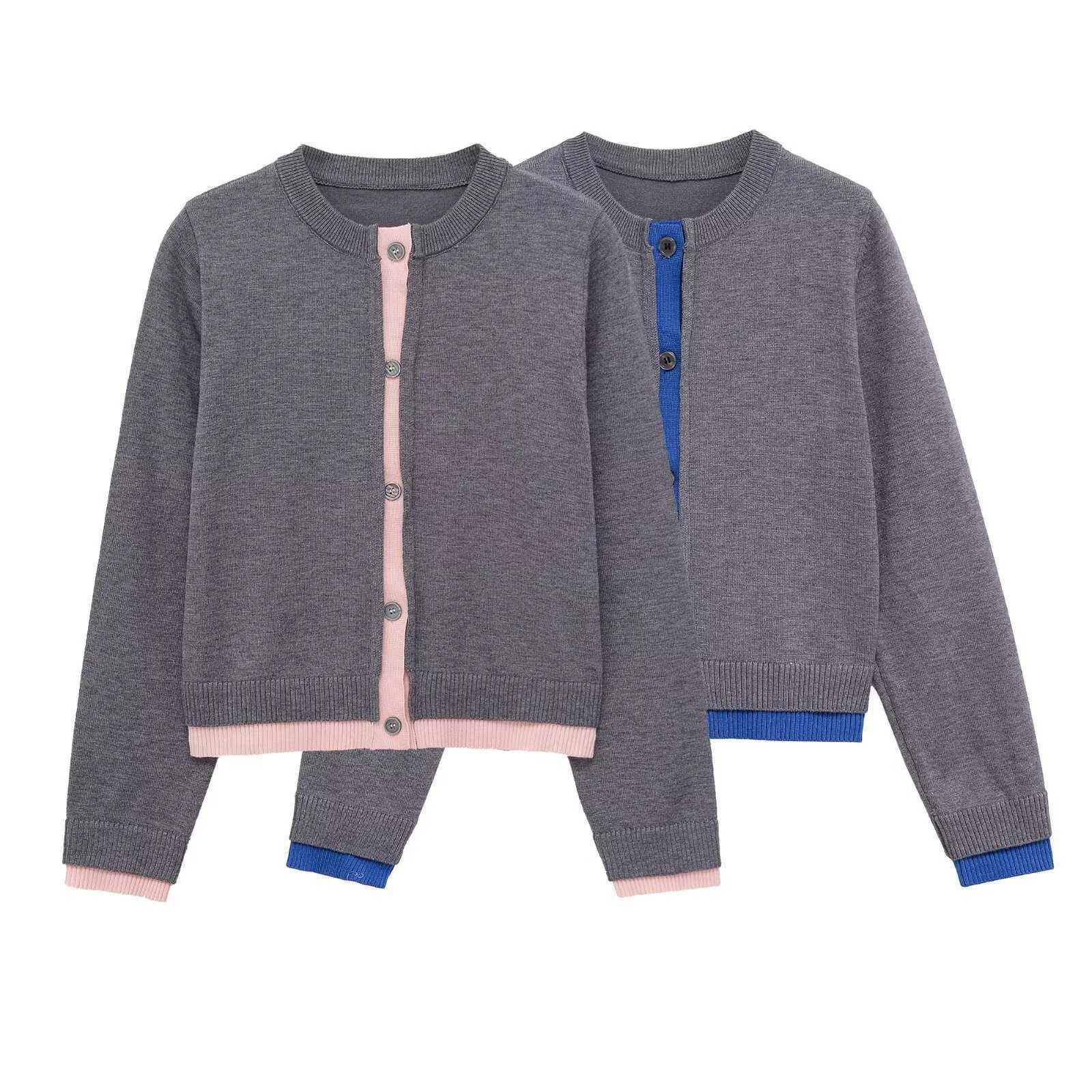 2025 Autumn New Womens Casual Fashion Versatile Sweet Splicing Round Neck Long Sleeve Sweater Knitted Cardigan Coat J251103