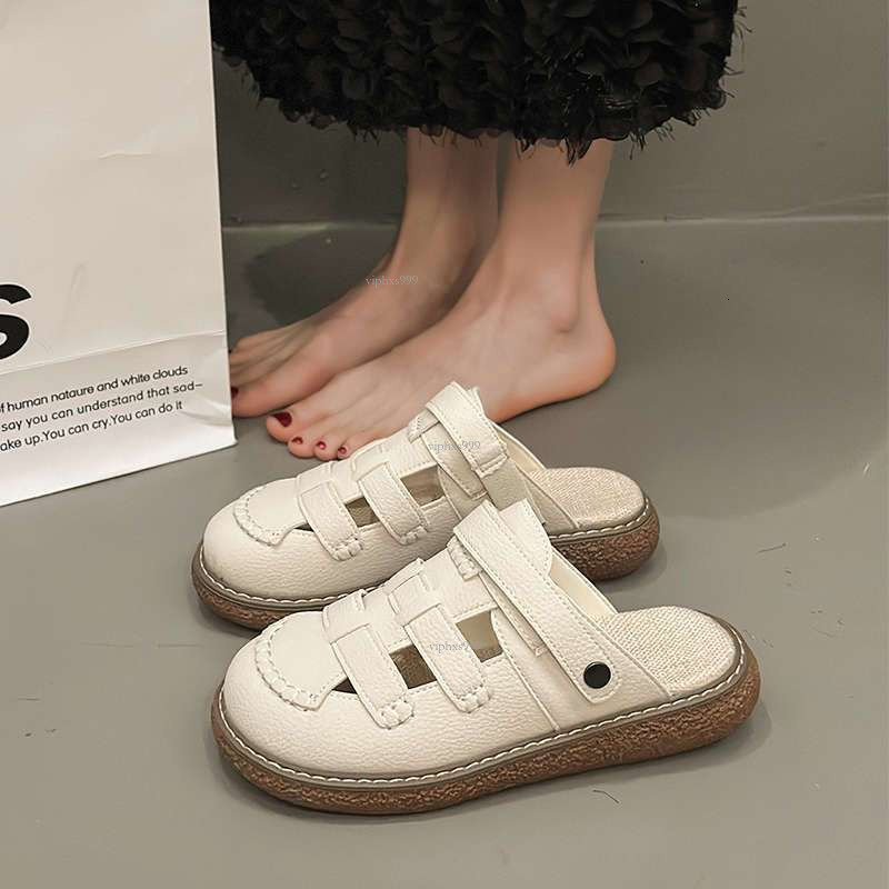 New Designer Sandals With Free Shipping Baotou Sandals Women's 2025 Two Wear Thick Half Slippers Flat Soft Sole Versatile Casual Comfortable Sing