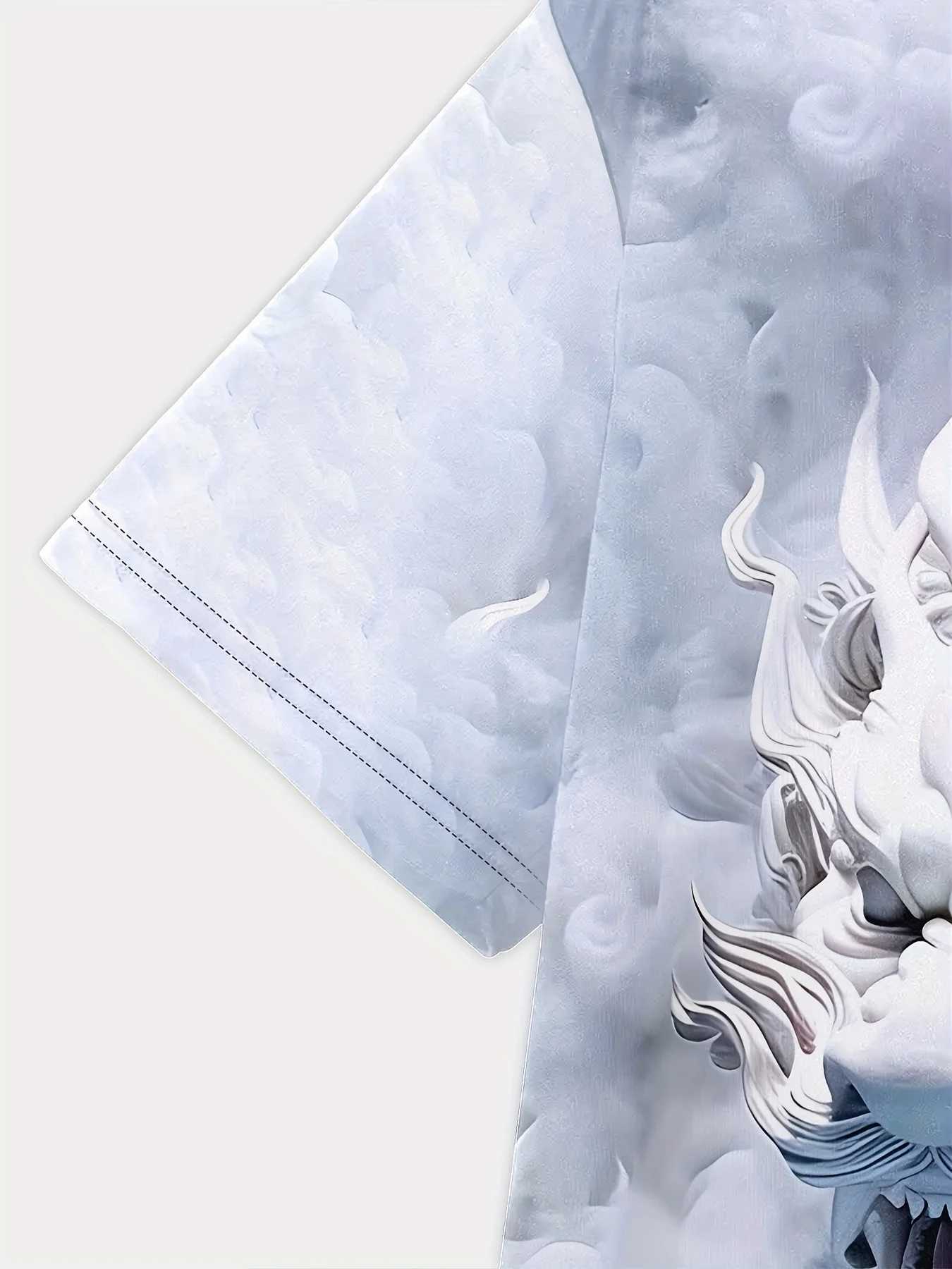 New Design Chinese Loong 3D Printing Crew Neckline Short Sleeve T-shirt Mens Casual Summer T-shirt Resort T-shirt Top W250403