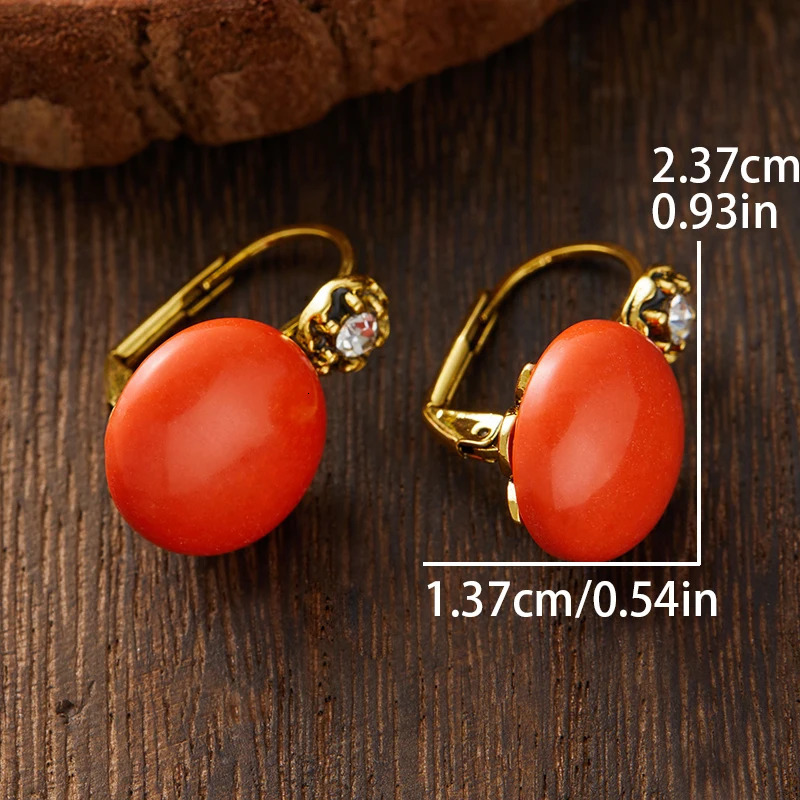 Exquisite beautiful and compact set with sparkling zircon red coral stone womens earrings wedding party charm jewelry 250326