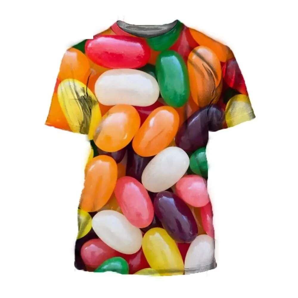 New Summer Colorful Fruit Candy Men's T-shirt Personalized Hip Hop Sports Large Size Short Sleeve Round Neck Comfortable Top