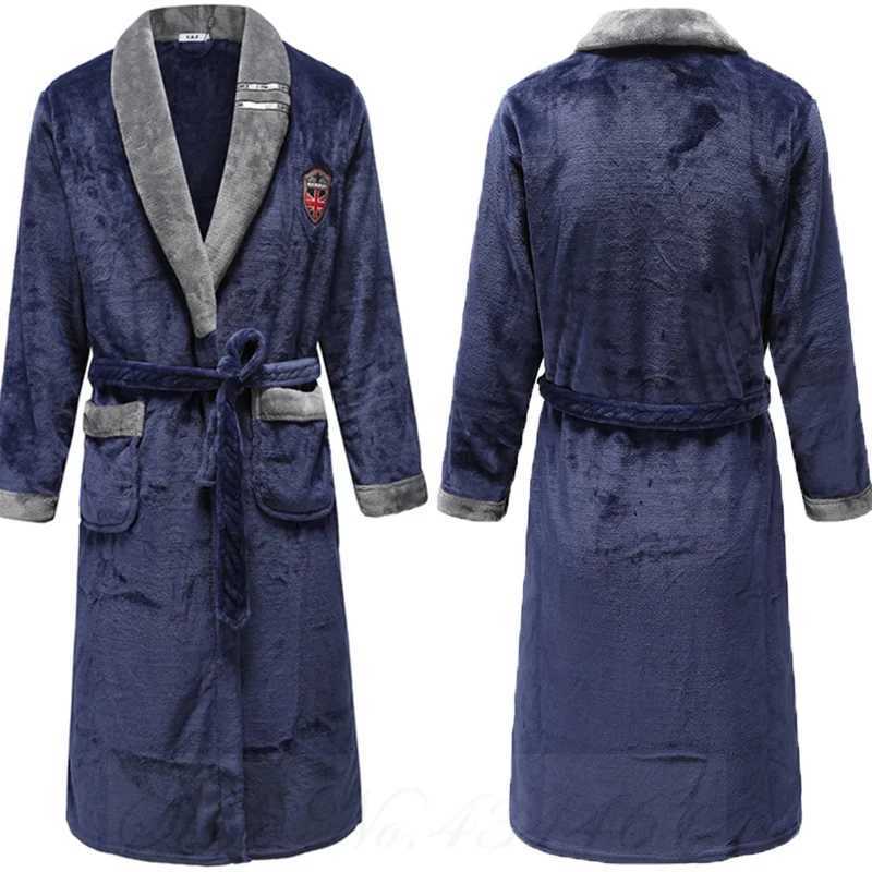 PLUS SIZE Flannel Men Robe Sleepwear Thicken Warm Coral Fleece Nightwear Lingerie Lounge Wear Loose Home Clothes Bathrobe Gown C251104