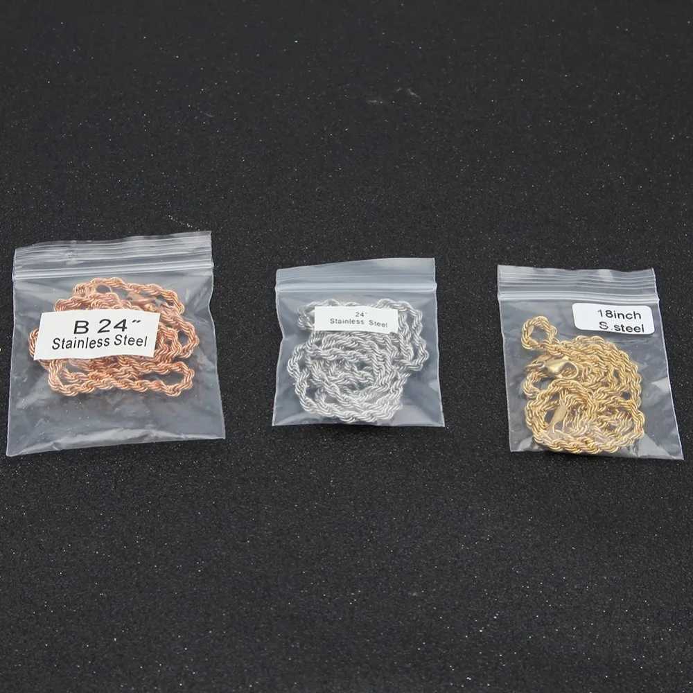 Stainless Steel 3mm Rope Chain Necklace 18inch 22inch Gold Silver Color High Quality Hiphop Fashion Jewelry For Men/WomenXJ251104