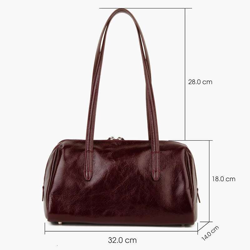 Leather Work Tote Bag Crackled Paint Cowhide Two Handles Shoulder Bags For Commute Handbag