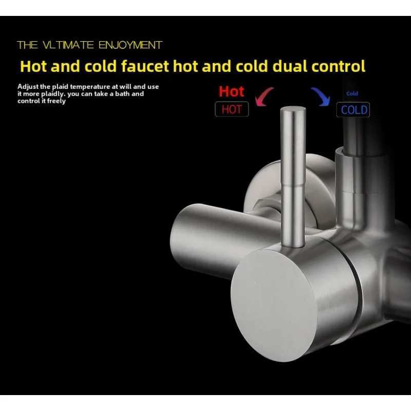 Kitchen Wall Water Faucets 304 Stainless Steel Extended Curved Foot Double Hole Cold and Hot Pot Universal Pipe Rotating Faucet Y251104