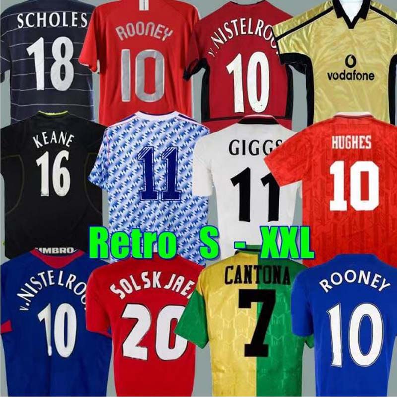 Retro Soccer Jerseys Ronaldo Rooney Giggs 02 04 05 06 07 08 Scholes SCHOLES Football shirt CANTONA Solskjaer KEANE ROBSON COLE sheringham manchestees Hughes 97 98 99