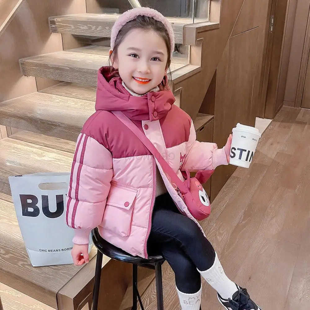 Sanrio Kawaii Winter Girl Cotton Clothes Cartoon Plus Velvet Thicken Baby Clothes Coat Child Cotton Coat Cotton Padded Jacket H251104