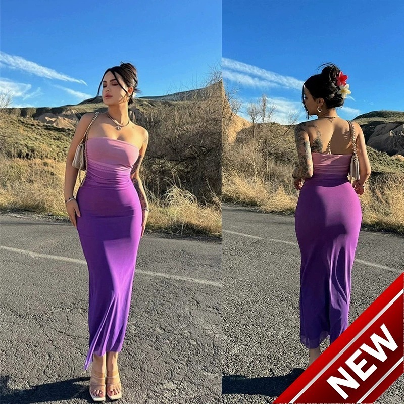 2025 womens fashionable and sexy strapless long dress for women