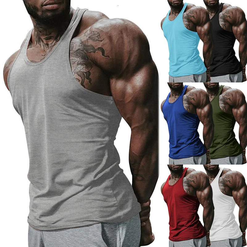 Europe and the United States summer leisure sports training vest mens solid color large size sleeveless vest 250402
