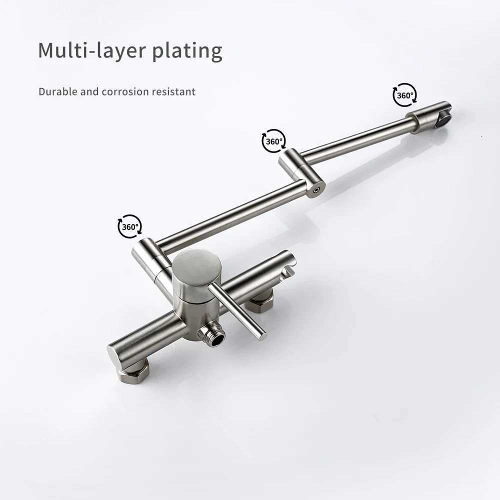 Kitchen Mixer Tap With Sprayer Hot And Cold Stream Wall Mount Pot Filler Faucet Pl Out Two Hole Wholes Black Hot S Y251104