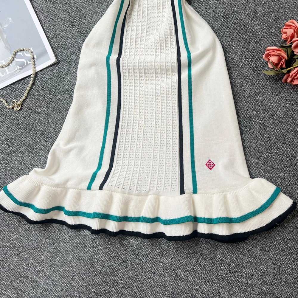 YuooMuoo Women Dress 2025 Summer Vintage Turn-down Collar Knitted Mini Dress Lady Slim Elastic Ruffled Bodycon Party Dress Robes X250403