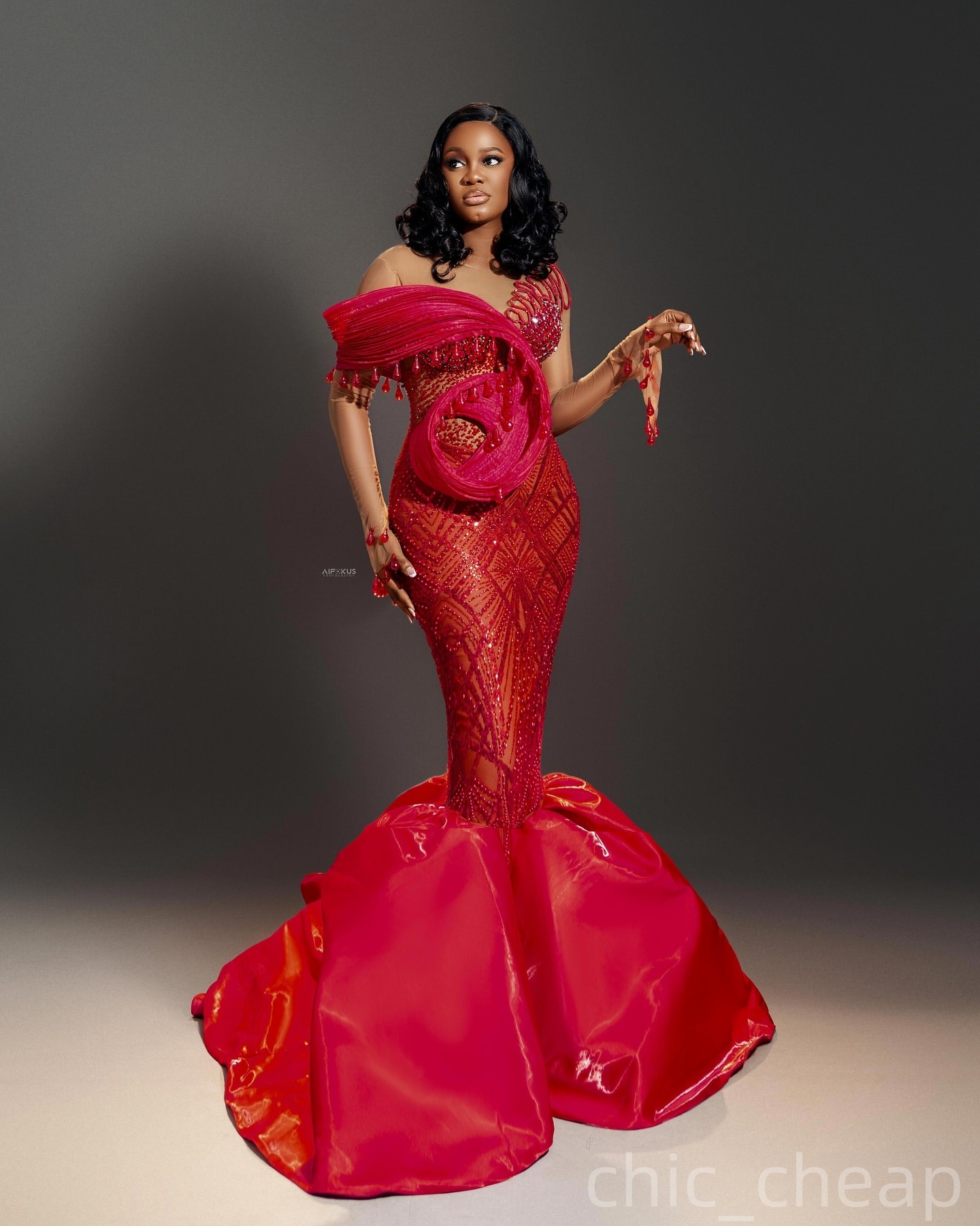 Red Mermaid Prom Dresses 2026 Rhinestones Beaded Sequined Sheer Neck Evening Formal Party Second Birthday Engagement Gowns Plus Size Dress For Special