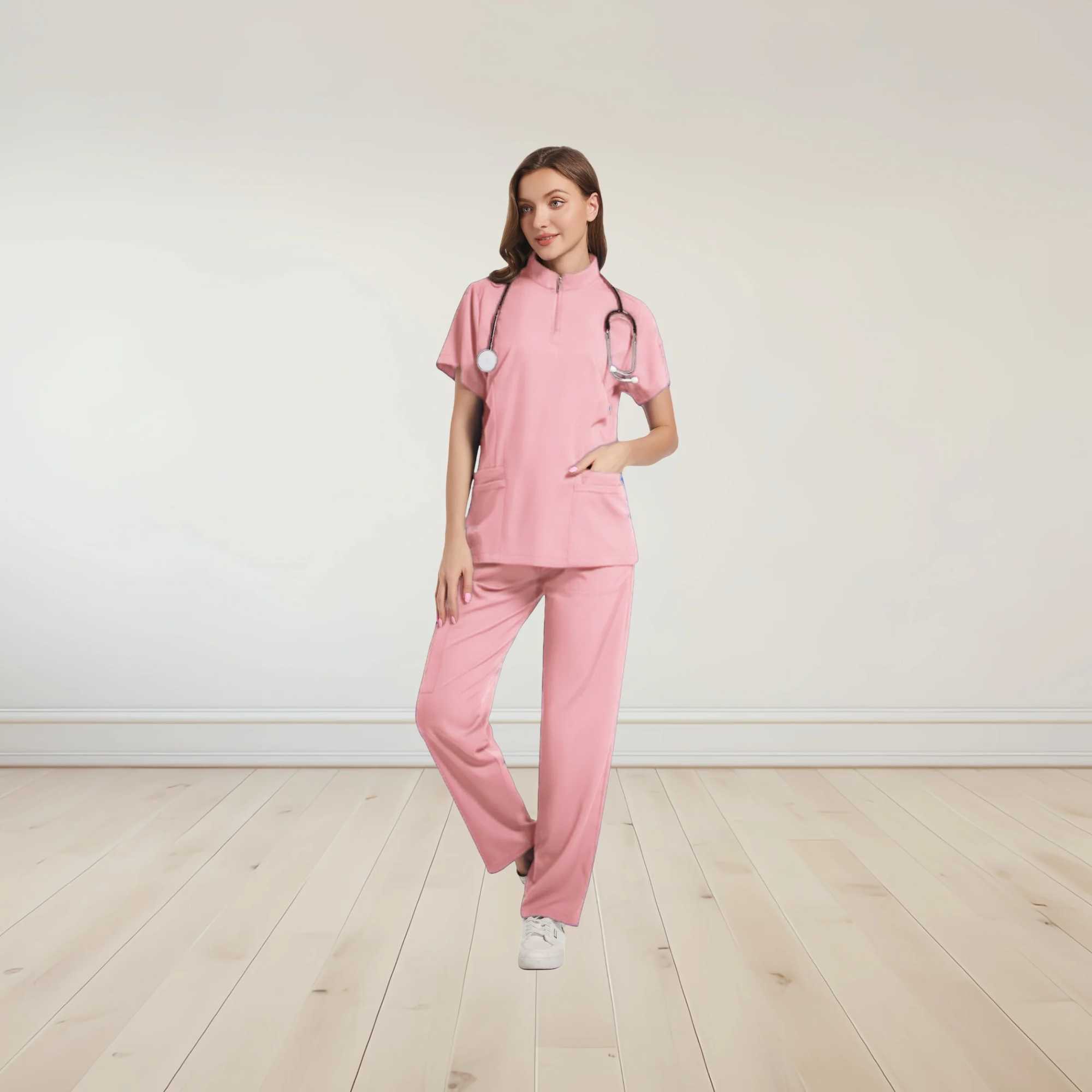 Summer Anti-Wrinkle Premium Fabric Clinical Nurse Uniforms Medical Scrubs Sets Surgical Blouse Grooming Doctor Uniforms Dentist W251104