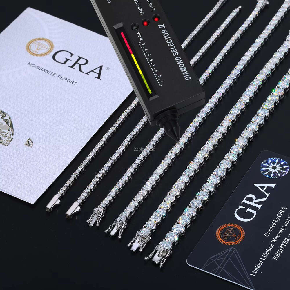 Fine Hip Hop Jewelry White Gold Plated Sterg Sier VVS Moissanite Dia Iced Out Tennis Chain Bracelet for Men Women