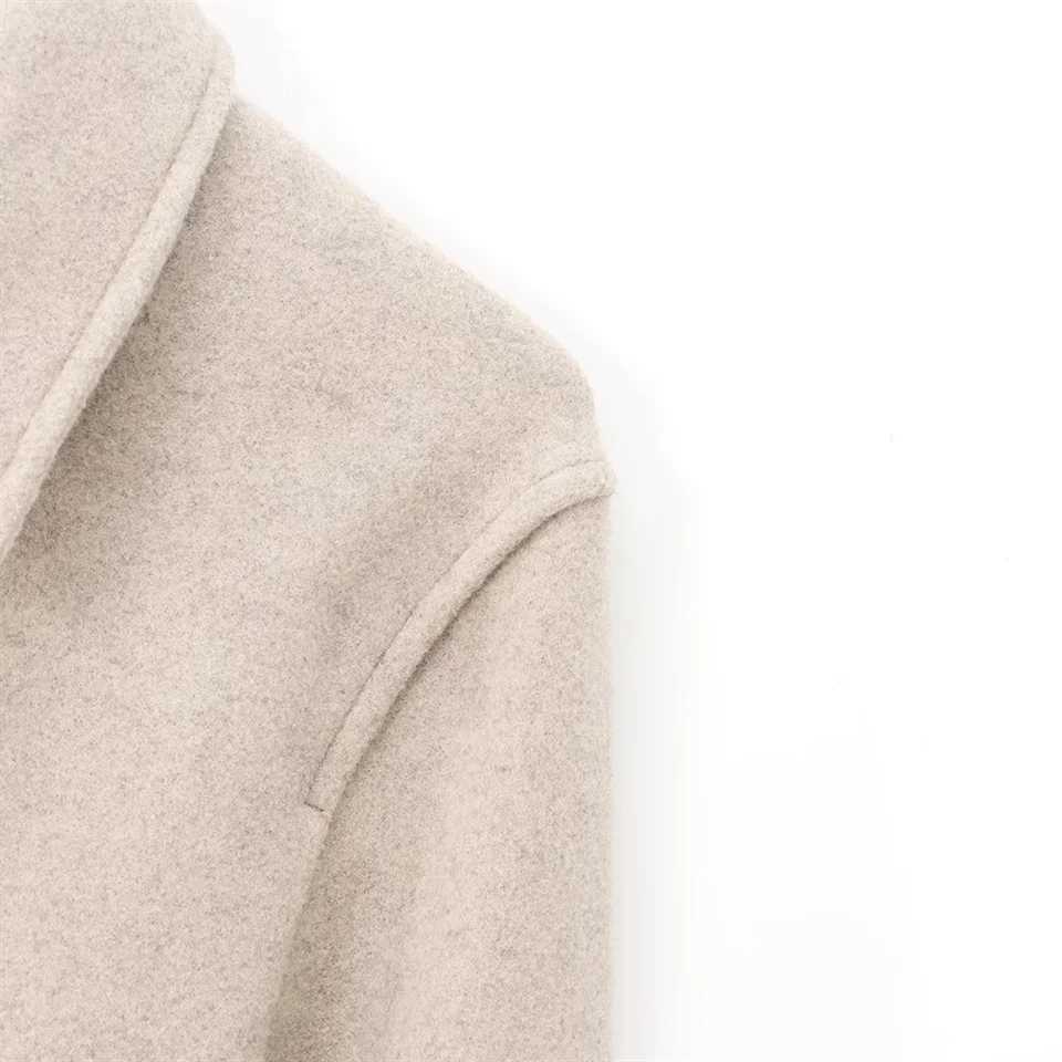 2024 AutumnWinter New Product Womens Commuter Versatile Pocket Decoration Soft Collar Long Sleeve Coat J251103