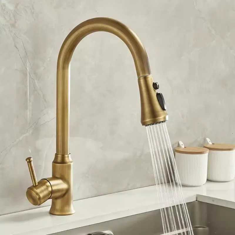 Tuqiu Antique Pl Out Kitchen Faucet Brass Sink Faucet Mixer Tap 360 degree rotation torneira cozinha mixer taps Kitchen Tap Y251104