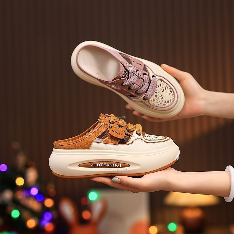 New Designer Sandals With Free Shipping 2025 Small White Board Shoes Net Red Envelope Head Half Slippers For Women, Summer Outwear Flat Fashion