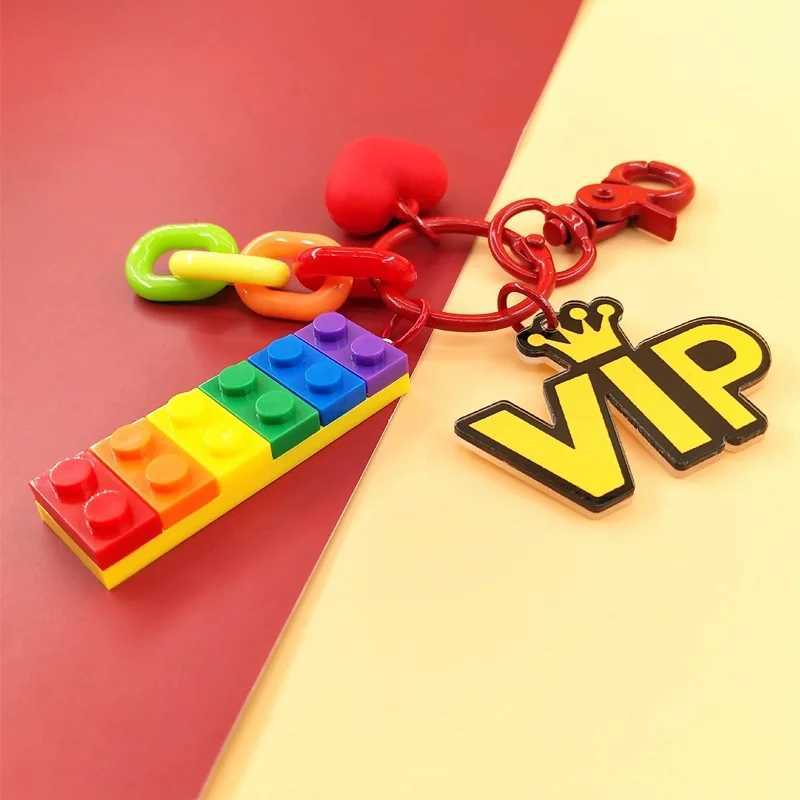 Cute Rainbow Building Block Toy Brick Heart Resin Charms Pendant for Earring Keychain Decoration Fashion Jewelry AccessoriesW251103