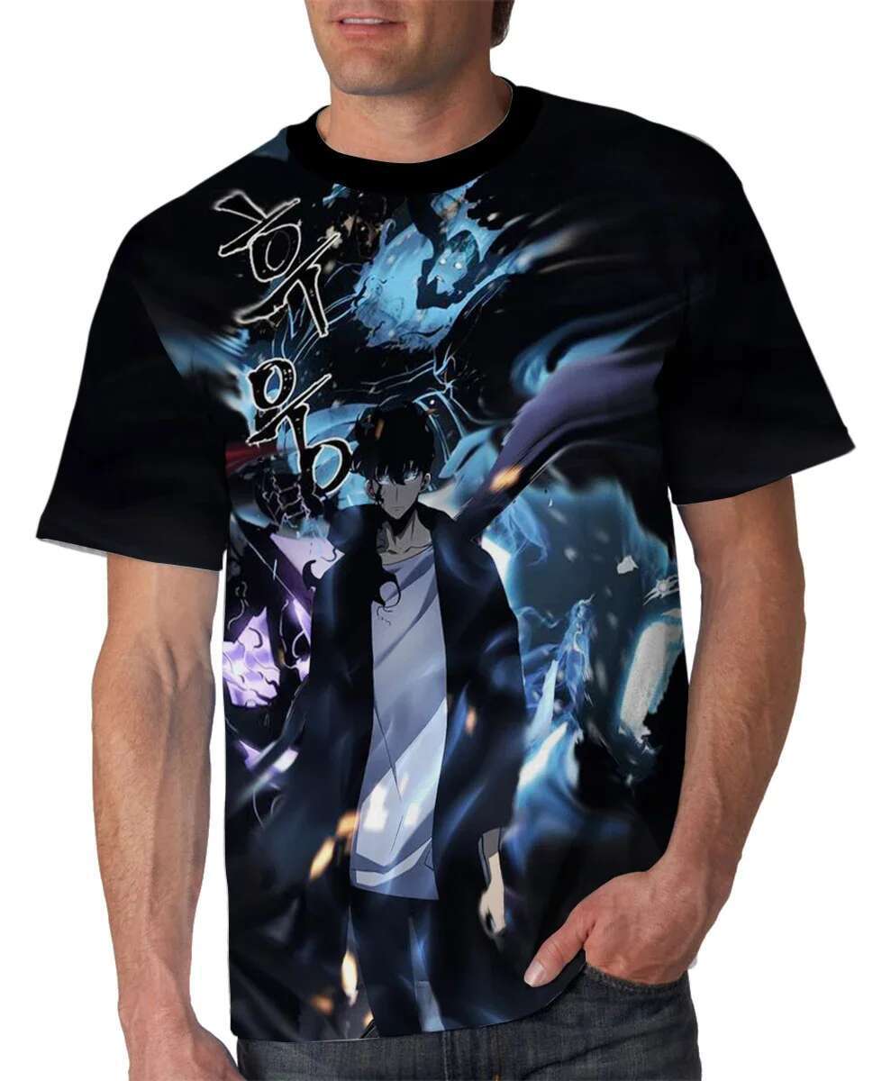 Summer Solo Level anime 3D printed T-shirt street fashion oversized short sleeved casual round neck men's top
