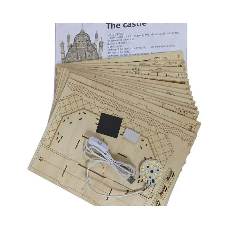 3D Wooden Puzzle House Royal Castle Taj Mahal With Light Assembly Toy For Kids Adult DIY Model Kits Desk Decoration for Gifts C251104