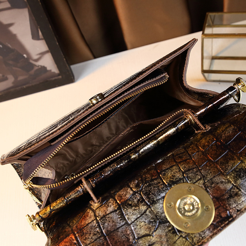 Fashionable And Versatile Women's Handbag With Crocodile Pattern, Snake Pattern Temperament, Single Shoulder Crossbody Bag 7910