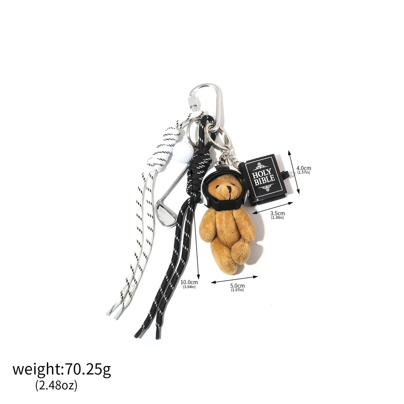 DIY Creative Bag Weaving Rope Keychain Colorful Nylon Lanyard Bear Baseball Multi-Element Bag Pendant For Women Charm Gifts 251104