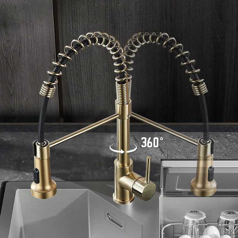Bed Gold Pl Out Kitchen Faucets Brass Sink Faucets Brass Sink Tap Rotating Spout Mixers Tap Hot Cold Water Crane Y251104