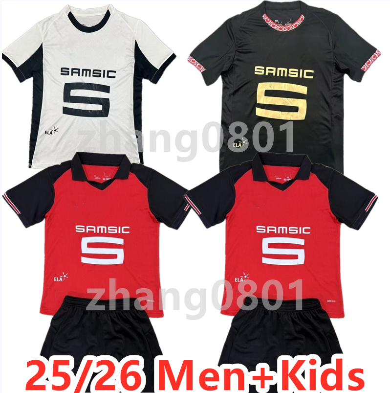 25 26 Stade Rennais Soccer Jerseys GOUIRI Rennes TERRIER BOURIGEAUD KAMALDEEN BELOCIAN kalimuendo DOKU uniform men's and women's children's set football shirt 16-2xl