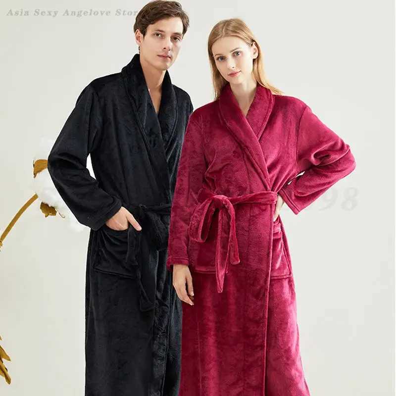 Couple Leopard Print Bath Robe Nightgown New Flannel Kimono Sleepwear Autumn Winter Lapel Home Wear Pajamas Loungewear Nightwear C251104