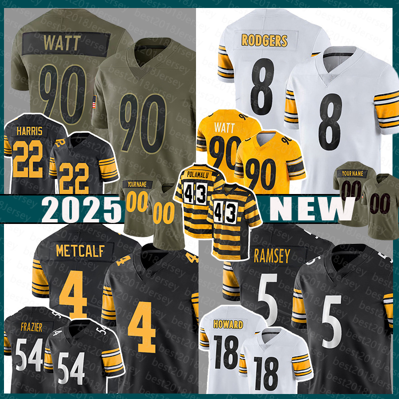 Mens DK Metcalf Football Jerseys Aaron Rodgers T.J. Watt Cameron Heyward Will Howard 5 Jalen Joey Porter Jr. 54 Zach Patrick Queen 88 Pat Kaleb Johnson Chris Boswell