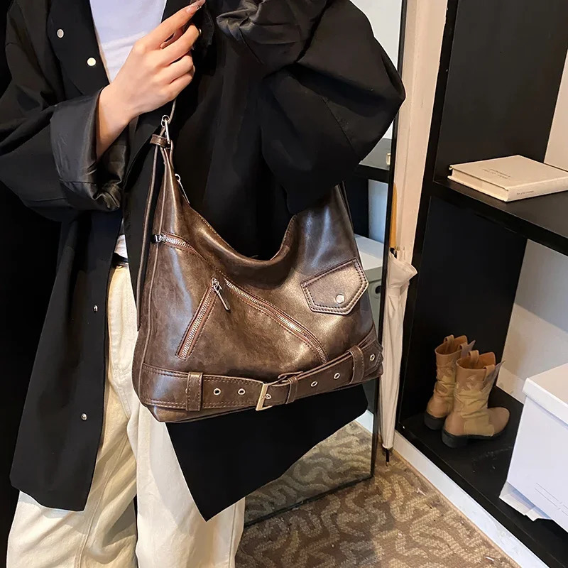 LEFTSIDE PU Leather Retro Belt Cross Body Bag Trend Y2K Handbag Womens Travel Shoulder Bag 250402