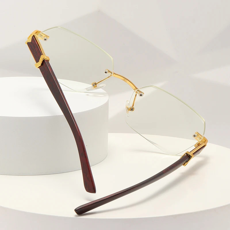 frameless rectangular highquality sunglasses for womens transparent lens glasses UV400 250325