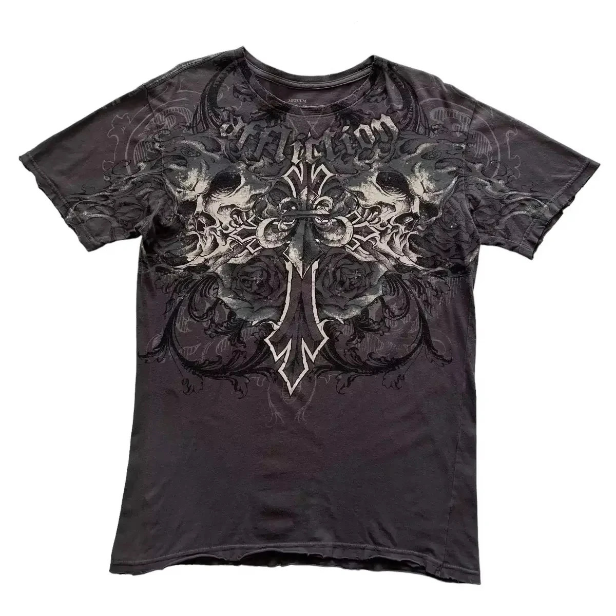 Y2k Pain Tshirt Hip Hop Skull Graphic Harajuku Super Large Mens Short Sleeve Gothic Street Clothing 250327