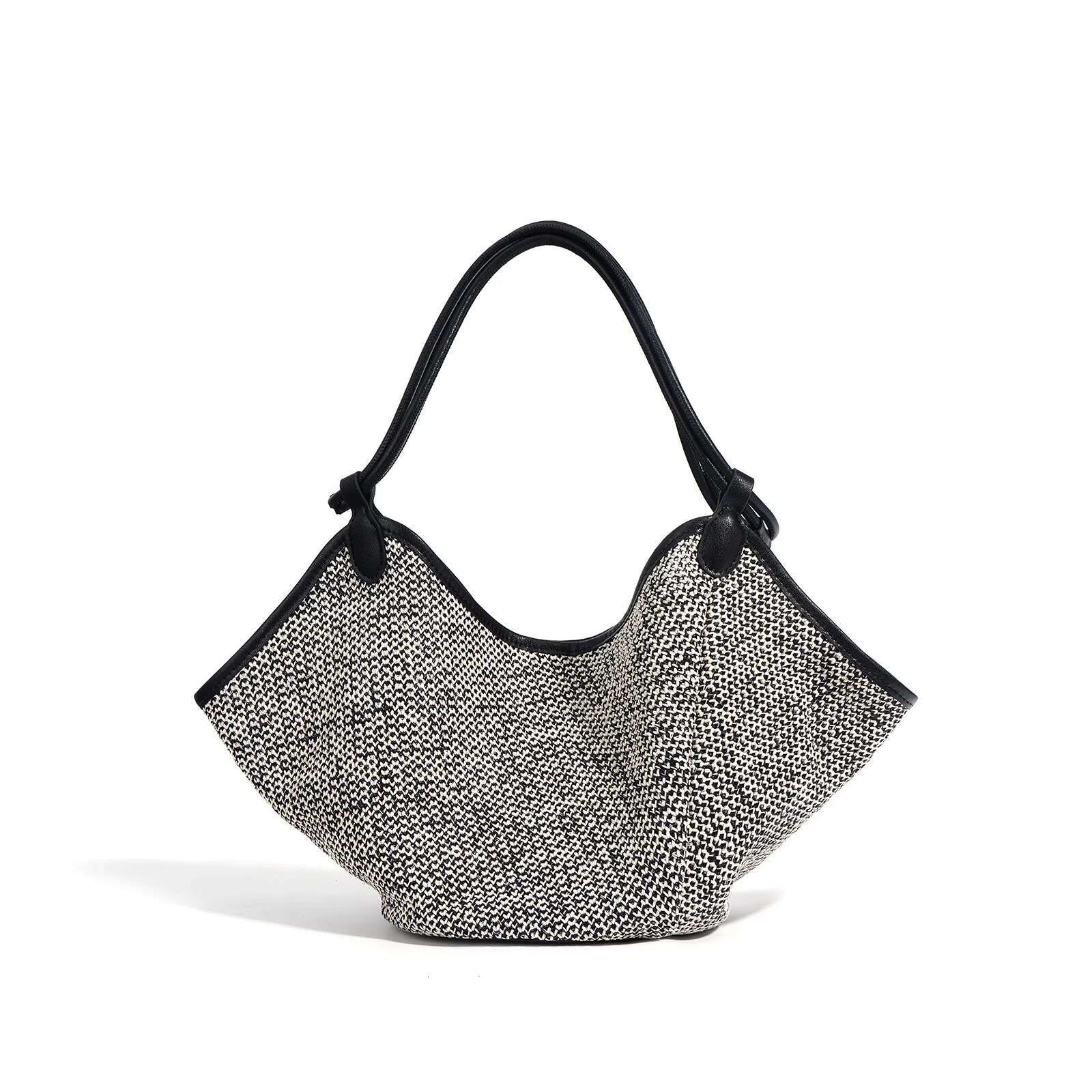 French Knitted Vegetable Basket 2025 Niche Design Summer Vacation Beach Bag Large Capacity Cowhide Splicing Hand Tote Baa