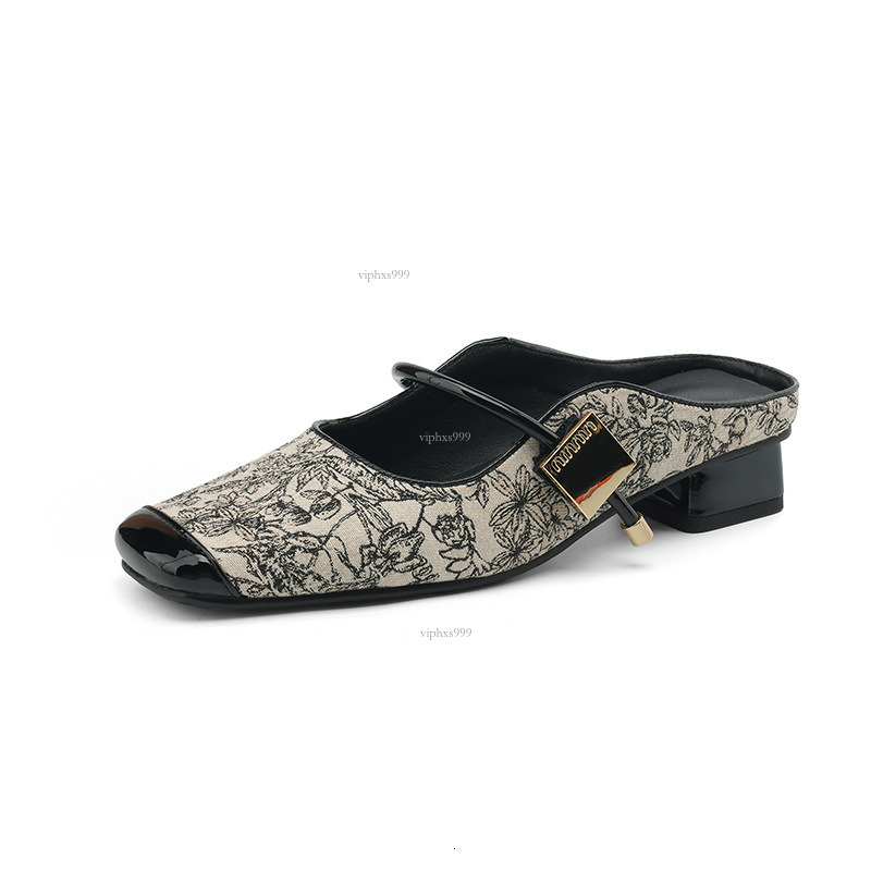 New Designer Sandals With Free Shipping Square Toe With Temperament Women's Shoes 2025 Summer New Heel Chinese Style Versatile Thick Heel Slipper